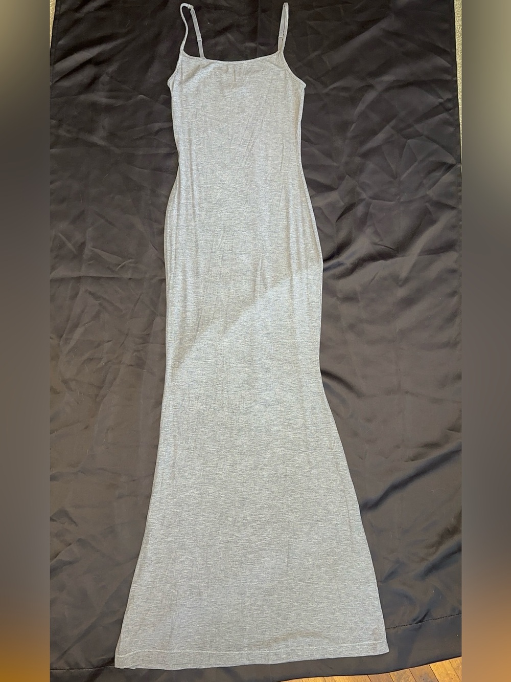 SKIMS Soft Lounge Long Slip Dress Heather Gray Ribbed Maxi Size L - Picture 13 of 13